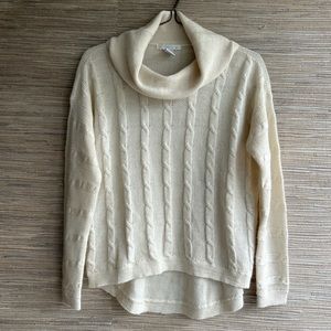 Design History High Low Wool Blend Cable-knit Cowl-neck Sweater Size S